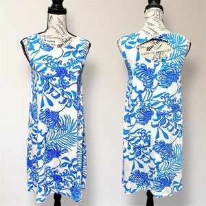 Lilly Pulitzer XS Blue Floral Eliza Dress Sleeveless Glisten in the Sun Resort